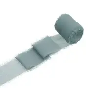 1 Roll Chiffon Ribbon, 1.5 Inch x 5 Yard Silk Ribbon, Grey Blue