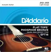 D'Addario EFT16 Flat Tops Acoustic Guitar Strings Light 12-53, Full String Set