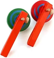 FQStech 2PCS Wooden Spinning Top gyroscope peg-top With handle and Pull String Wire,can Last long time, colour random