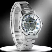 WINNER Mens Mechanical Automatic Watches Stainless Steel Skeleton Wrist Watch