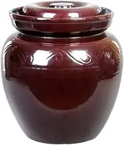 [LPDBSIDJE] Brown Ceramic Pickle Jar With Lids,Large Traditional Chinese Porcelain Pickle Jar Pickling Jars,Ceramic Fermentation Crock With Water Seal Airlock Lid,Sauerkraut brown-7.5L-brown||5L