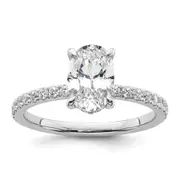 14k White Gold 1 7/8 Ct. Lab Grown Diamond VS/SI+ G+ Flair Oval Engagement Ring