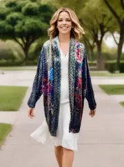Johnny Was XXL Plus Velvet & Silk Kimono Wrap Jacket Duster Oversized Floral NWT