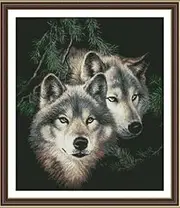 ABEUTY Cross Stitch Kits Wolf Animal for Adults Pre Printed or NOT, DIY 14 Count Embroidery Sewing Starter Kit Stamped or Unstamped DMC Needlework Easy Beginners