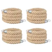 4Pcs 9ft x 1.5 Inch Crowd Control Jute Stanchion Rope with Snap Hooks