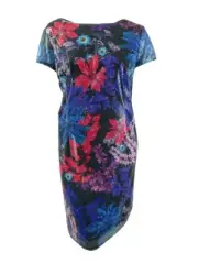 Adrianna Papell Women's Plus Size Printed Sequin Dress (18W, Red Multi)