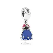 Pandora Disney Anna's Dress with Blue Orchid and Black Enamel 791591enmx