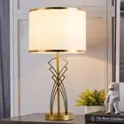 Luxury White Shade Table Lamp LED Gold Desk light Bedside Decorative Lamp