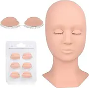 BEYELIAN Lash Mannequin Head, Eyelash Mannequin Head with Eyelids, Lash Extension Training Practice Head, 4 Pairs Removable Eyelids, Soft-Touch, Natural Color Realistic