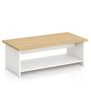 Rectangle Coffee Table Storage Shelf Home Living Room Office Oak and White