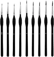 9 Pieces Fine Detail Paint Brush Miniature Painting Brushes Kit Mini Paints Brush Set for Acrylic, Watercolor, Oil, Face, Nail, Scale Model Painting, Line Drawing - Black