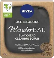 [NIVEA] WonderBAR Anti-Blackhead Face Scrub (75g), Exfoliating Face Scrub to Remove Blackheads, Vegan Face Cleanser with Active Charcoal, Soap Free Face Wash