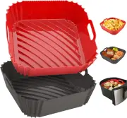2 Pack Silicone Air Fryer Liners Reusable, 7.1 Inch Airfryer Liners 4-7 QT Squar