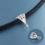 Solid Sterling Silver Compound Leaf Pendant Bail Connector w/Open Loop #33331