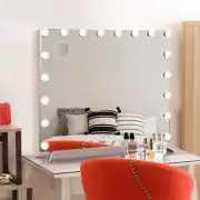 Vanity Makeup Mirror With LED Light Built In Bluetooth Speaker Stable Metal Base