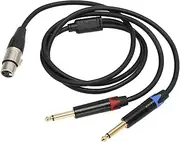 Dual 6.35mm 1/4 Inch to XLR Microphone Cable, Y Splitter for Sound Cards Amplifiers Mic (1m)