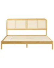 Walker Edison King Platform Bed with Rattan Headboard Insert