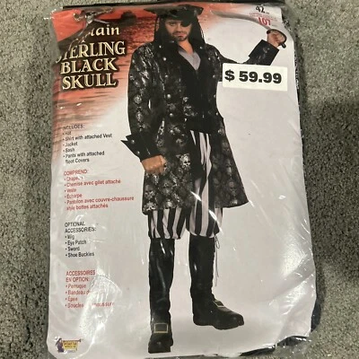 Captain Sterling Black Skull Pirate Halloween Adult Men’s 42” Chest Costume