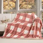 Sherpa Blanket Fleece Throw Blanket Full Checkered 80"*90" Orange Checkered