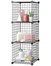 [SOGA] Portable Modular Grid Space 3 Tier Cube Storage in Black