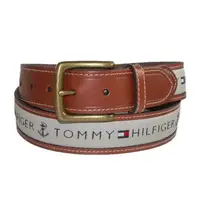 在飛比找momo購物網優惠-【Tommy Hilfiger】2018男時尚灰織帶鑲嵌黃褐