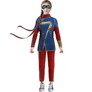 Captain Marvel Kids Girls Cosplay Party Costume Top Pants Mask Outfit Set Halloween Christmas Gifts - 4-5 Years