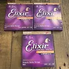 Elixir 16052 Nanoweb Acoustic Guitar Strings Light 12-53 Phosphor Bronze LOT 3x