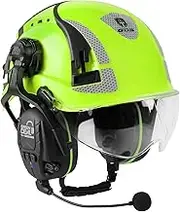 GREEN DEVIL X-Armor Protective Helmet with Active Hearing Protection and Clear Visor, Work Helmet, EN 397 Industrial Helmet, EN352 Compliant SNR 32 dB with Bluetooth (Green)