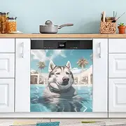 AIXIWAWA Husky Pool Dishwasher Magnet Cover Panel 23x26 in for Fridge Washing Machine Magnetic Decoration for Appliance 1 Pack