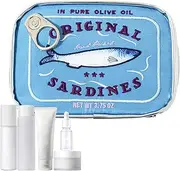 Canned Sardines Makeup Bag - Aesthetic Sardine Tin Fish Cosmetic Bag | Toiletry Cosmetics Travel Pouch | Cute Pencil Case Coquette Make Up Pouch | Funny Cosmetic Clutch Zipper Bag for Skincare