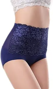 [Sbra] Women's High Waist Lace Panties Comfortable Underwear with High Elastic (XL, Royal Blue)