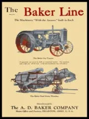 A.D. Baker of Swanton OhiO Gas Tractor, Thresher NEW METAL SIGN: 9x12 Ships Free