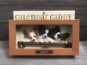 NOS Papillion Calendar Caddy 3D Papillion Dogs Resin Calendar Holder