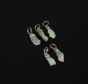 WHOLESALE 925 5PC SOLID STERLING SILVER ROUGH ETHIOPIAN OPAL PENDANT LOT o822