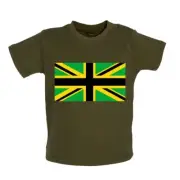 Jamaican Union Jack - Baby T-Shirt / Babygrow - Jamaican Flag UK United Kingdom