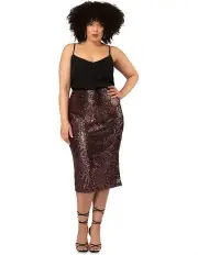 [Pink Dusk] Foolish Sequin Midi Skirt in Brown