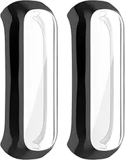 Case Intended for Samsung Galaxy Fit 2 SM-R220 Band All-Around Protective Bumper Slim Plated TPU Case Scratch-Proof Cover Shell Intended for Galaxy Fit 2 Smartwatch Accessories (Black&Black)