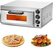 Commercial Electric Pizza Oven,16" Multi-Purpose Double-layer Toaster Stainless Steel Baking Oven with Pizza Stone and Timer,40L Capacity Multipurpose Toaster Bake Broiler,for Restaurant Home(Single L