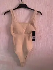 Mooslover Apricot Ribbed Bodysuit XS UK 4-6 Seamless Tummy Control Shapewear