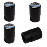 4 Black Billet Knurled Tire Wheel Valve Caps Car Truck GHOST THIN BLUE LINE BK