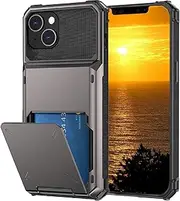 for iPhone 12 Case, iPhone 12 Pro Case with Card Holder[Store 5 Cards] Wallet Case with Hidden Card Slot, Heavy Dual Layer Shockproof Protective Phone Cover Case for iPhone 12/iPhone 12 Pro (Grey)