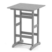 Costway76cm x 76cm Square Bar Table with Slatted Tabletop-Grey