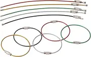 Wire Keychain Cable Keychains Stainless Steel Key Ring Rope Chain with Screw Locking Loop for ID Tags Hanging Luggage Outdoor Hiking Card Keepers Nylon Coated Multicolor Silver Kit Metal Durable 150mm