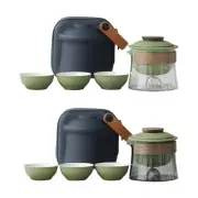 Portable Tea Pot Set Kung Fu Teapot Small with Carry Case 1 Pot 3 Cups for