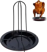 SDFSD Chicken Roaster Rack, Vertical Chicken Roaster, Stainless Steel, Black, Rectangular, with Drip Pan, for Oven and Barbecue Grilling Cooking