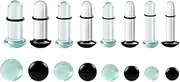 Atomhole Glass Ear Gauges Stretching Kit 3 Pairs/6Pcs 16G-12G Ear Expander Plugs Short Taper Expander Solid Tunnels Body Piercing Jewelry Set