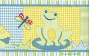 Froggy Friends Turtle Dragonfly Animals Nursery Wallpaper Border Kids Room Decor