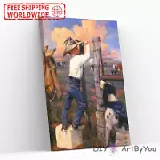 Paint By Numbers Kit Boy Dog Animal Canvas Adult Home Draw Painting Decor Brush
