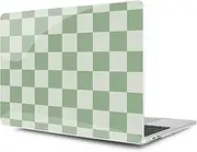 MEEgoodo for MacBook Pro 13 inch Case 2022 2021 2020 A2338 M2/M1 A2251 A2289 with Touch ID,Clear Laptop Hard Shell Cases with Keyboard Webcam Cover & Trackpad Film & Type C Adapter, Green Checkered
