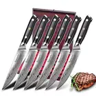 Sunnecko 6PCS Steak Knives Set Damascus Steel Table Dinner Meat Slicing Knife